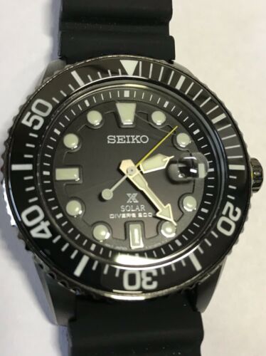 seiko prospex divers solar mens black silicone watch sne441