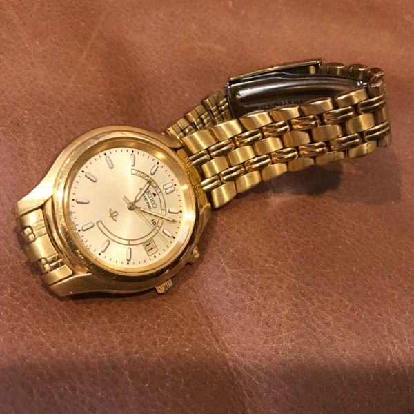 Vintage Seiko Kinetic Gold Tone Watch 5m42 Oa19 Caterpillar Retirement