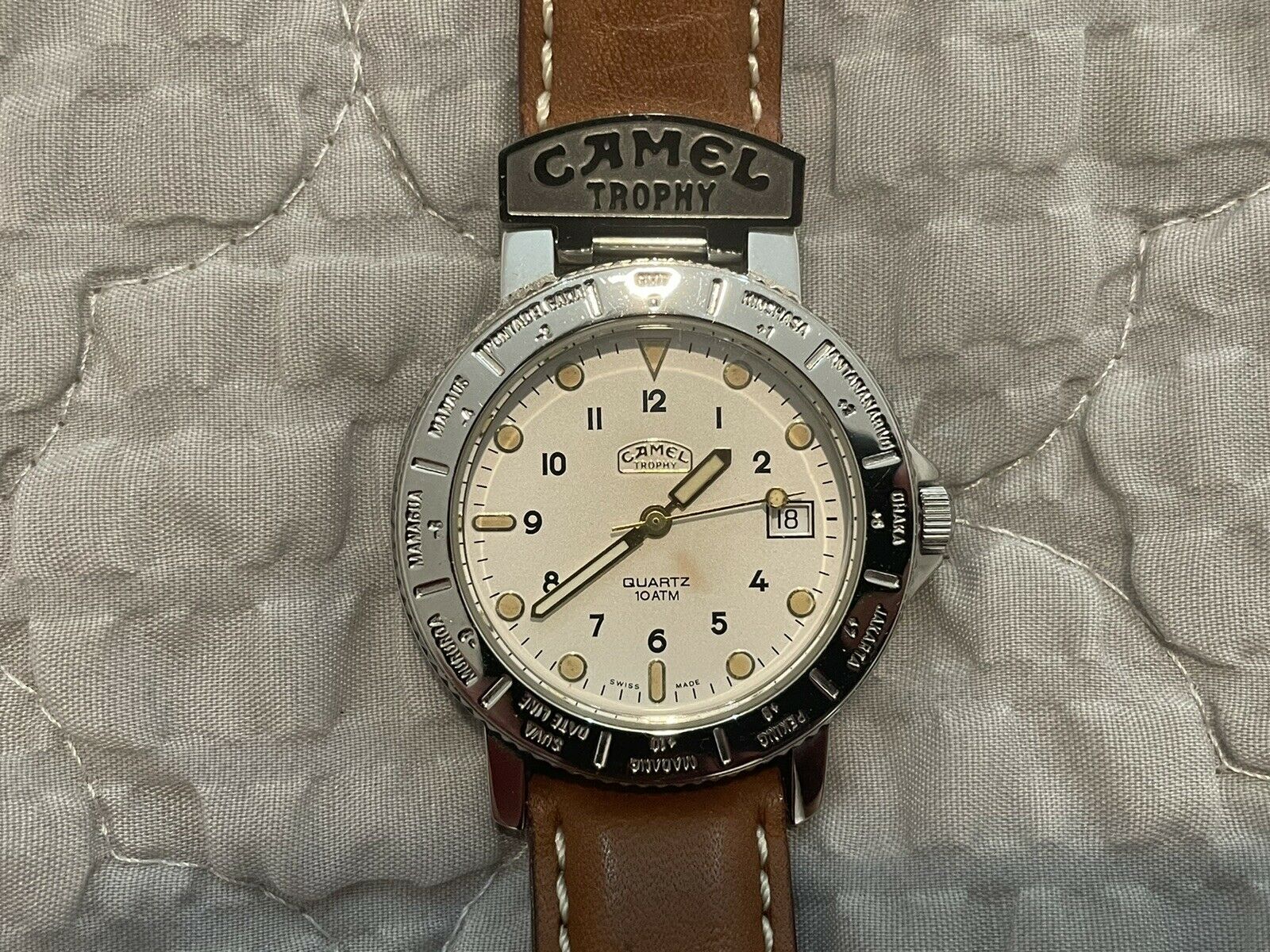Camel Trophy Adventure Cigarette GMT Bezel Mondaine Swiss ETA Quartz Watch 