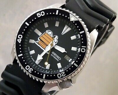 Seiko Snoopy Peanuts Black Submariner Automatic Divers Date Watch Custom  7002 | WatchCharts