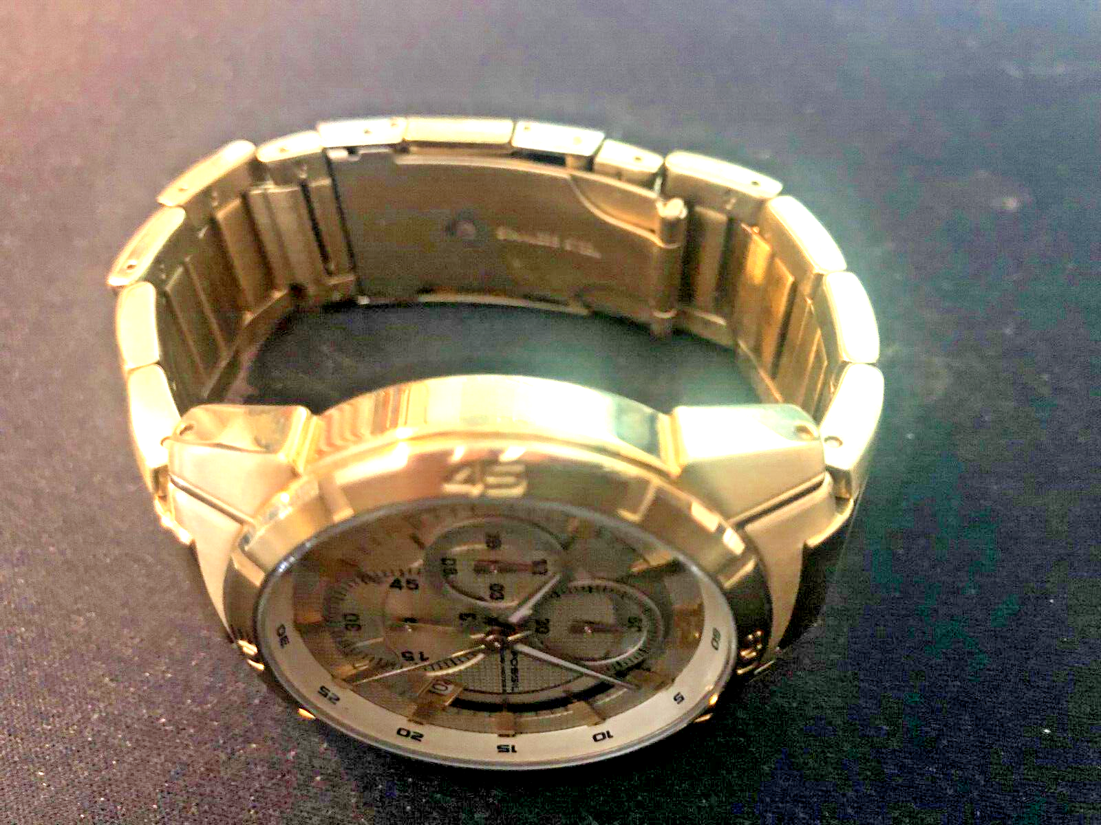 Men's FOSSIL CH2521 Watch Gold Tone Chronograph quartz 44.5mm Wide