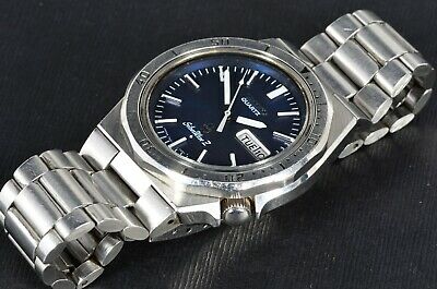 Seiko 7546-7040 Silverwave Quartz dive watch works well, blue dial