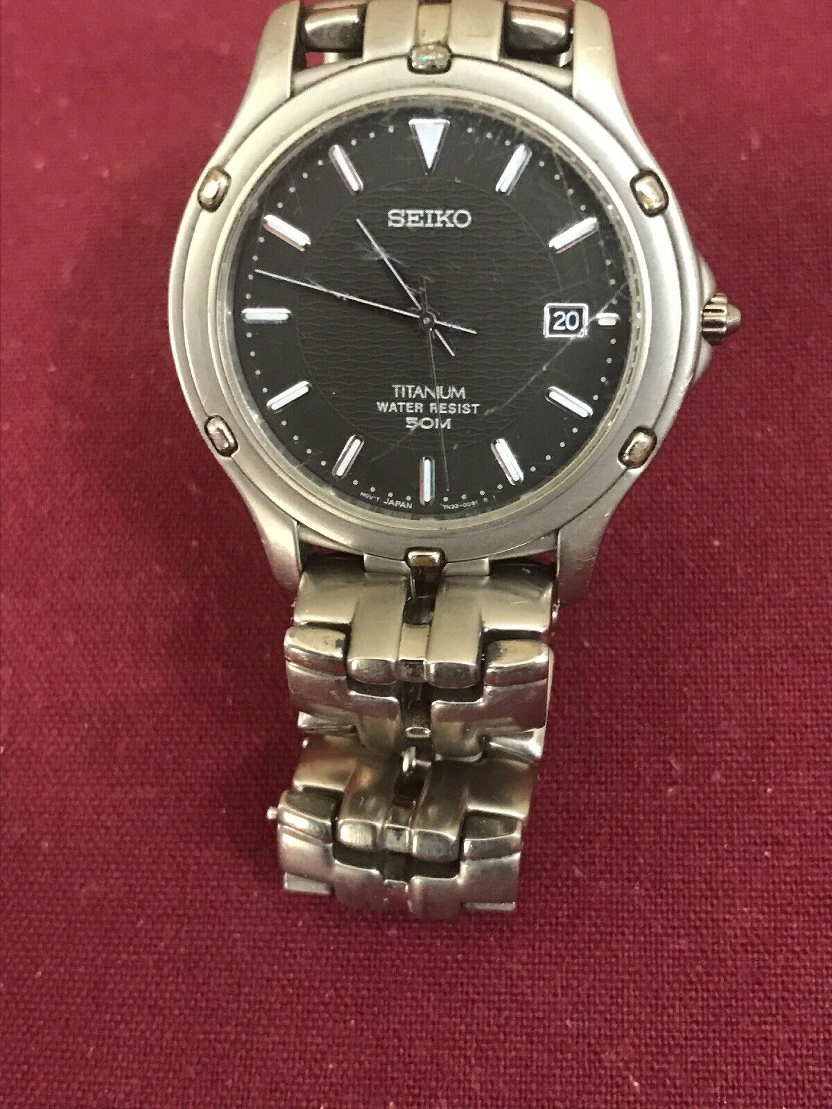 Seiko Titanium 7N32 0069 Water Resistant 50M Men s Watch Running