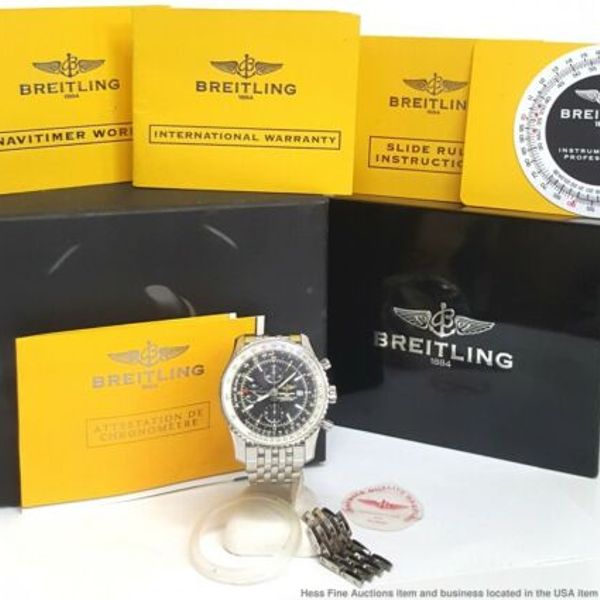 Breitling Huge Navitimer World 4322 Automatic Chronograph Watch Box Papers Watchcharts