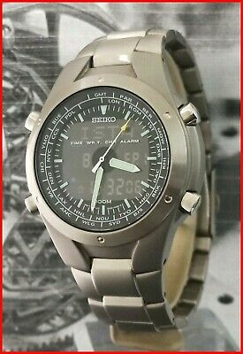 Perfect Seiko World Time H023-00D0 ANA-DIGI Chrono Alarm 42mm