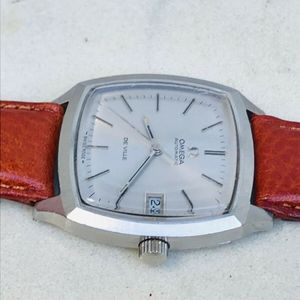 Vintage Omega Deville 1002 Date 2PC Square SS Men's Auto Watch