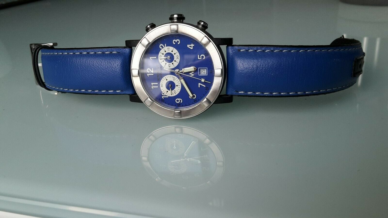 RAYMOND WEIL W1 Chrono 8000 SK PARSIFAL Uhrenbox Lederarmband blau