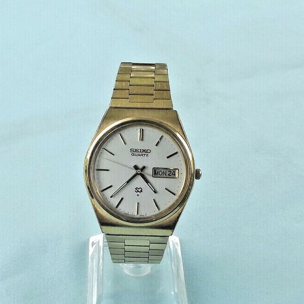 Men Seiko SQ Quartz Watch Gold Tone Model 8223-8029 Preowned Working ...