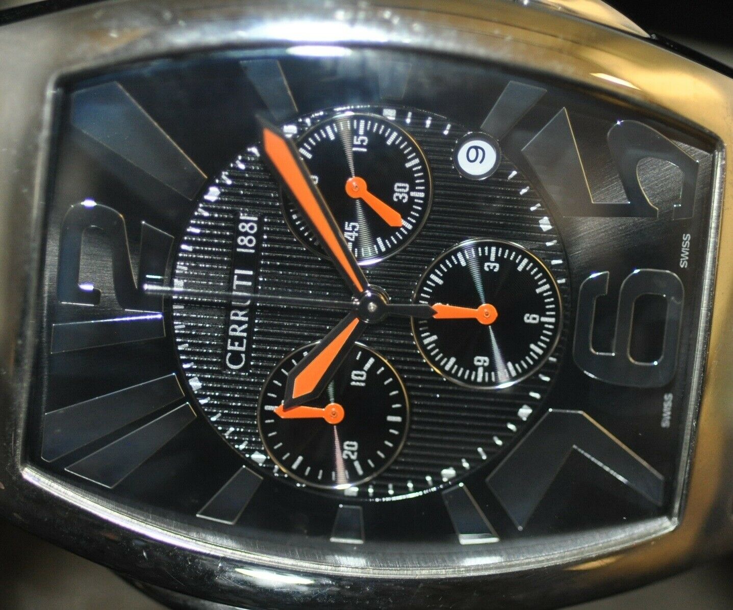 Men's Cerruti 1881 Grande Swiss Chrono Black Dial Black Leather