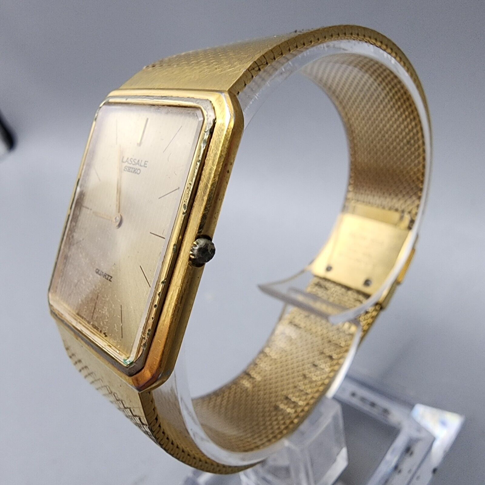 Mens Seiko Lassale Rectangle Quartz gold tone buy watch