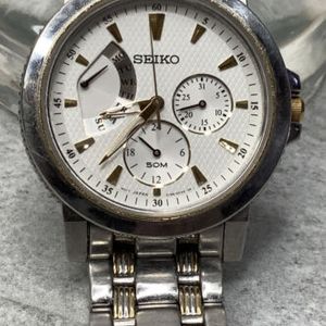 SEIKO 5Y66-0AA0 Sapphire Crystal - White Dial - Stainless Steel