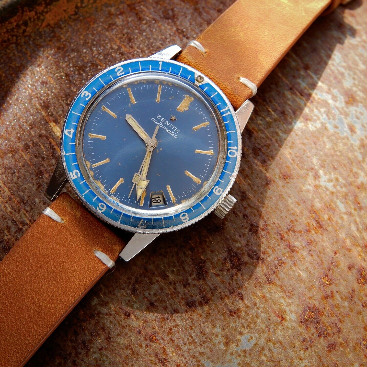 Zenith A3634 Deep Blue Dial Diver Vintage 1973 Cal. 2562PC RARE