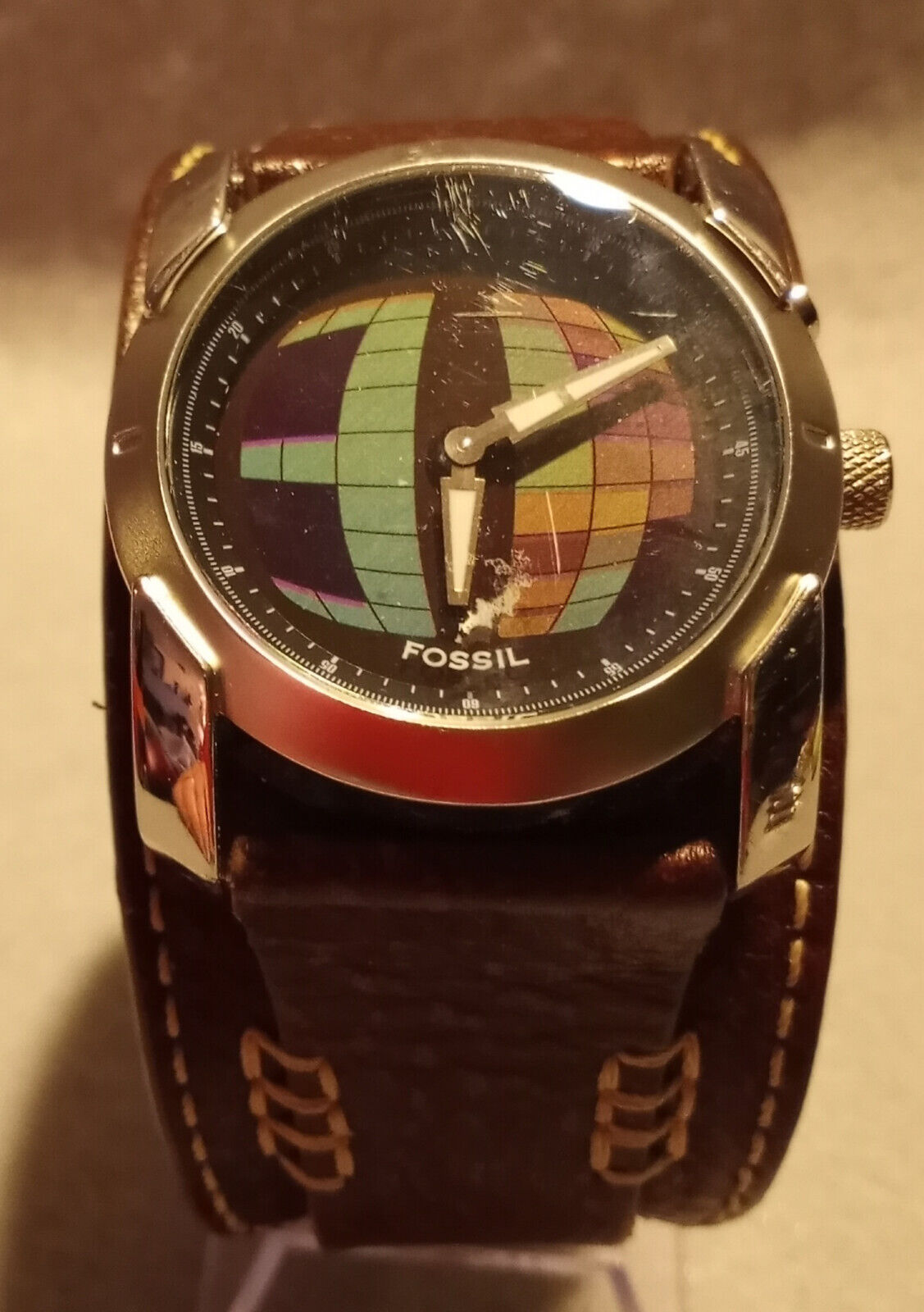 Very Nice Fossil Quartz Wide Band Watch with Animated Seconds 