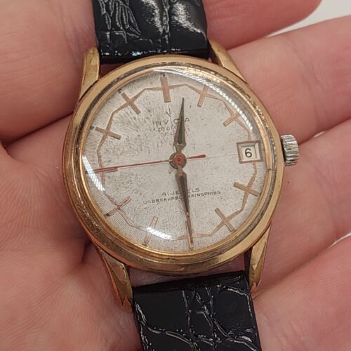 Vintage INVICTA 1950s Rotomatic De Luxe 41 Jewels Automatic Gold 