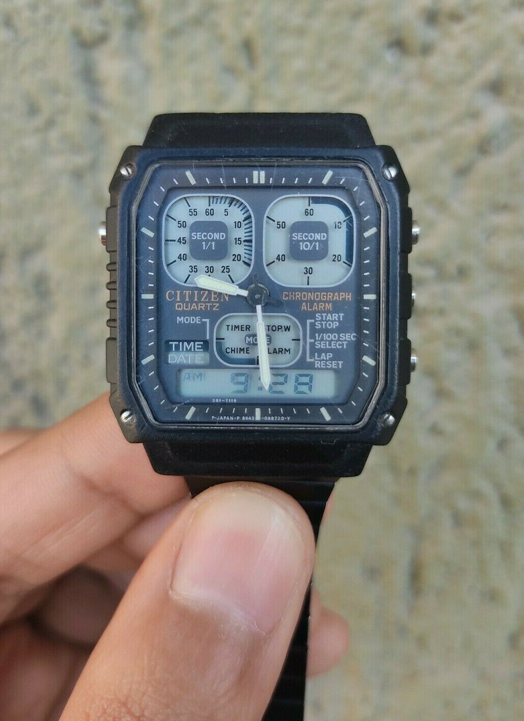 Vintage Citizen Robot Face Ana Digi Black 30-0233 Jetboy Japan