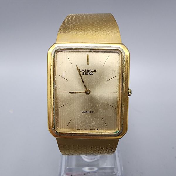 Vintage Seiko Lassale Watch Men Gold Tone Gold Dial 25mm