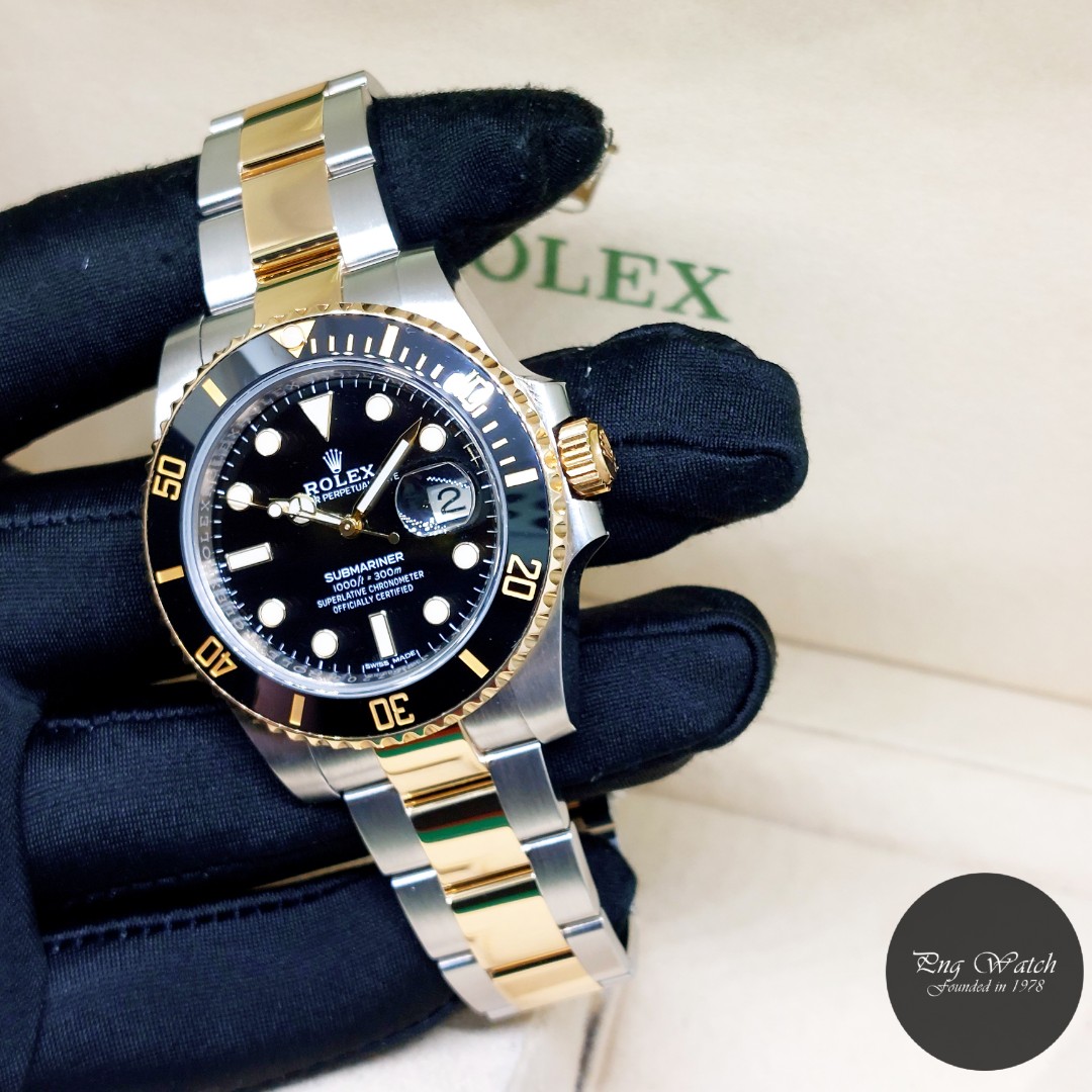 Pre Owned Rolex Submariner 40 Black 18k Gold 116613 116613LN