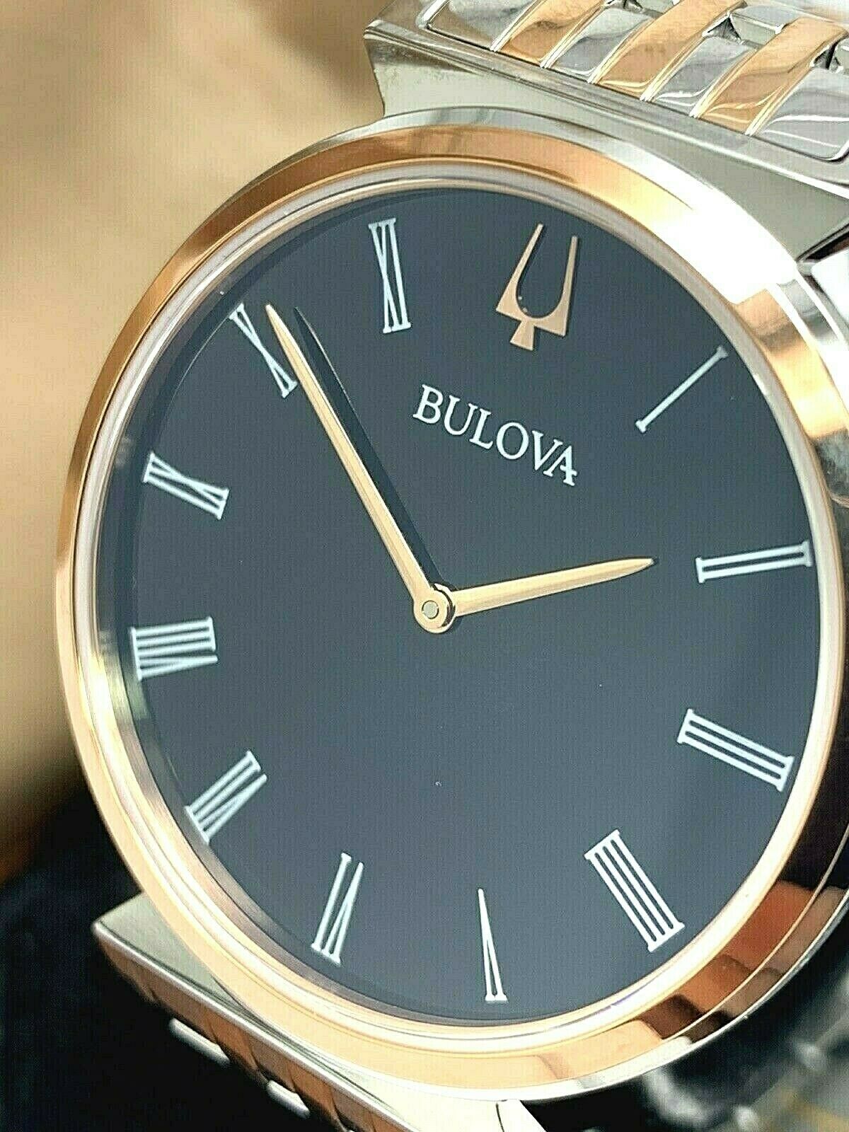 Bulova Men's Watch Regatta Black Dial Two Tone Stainless Steel