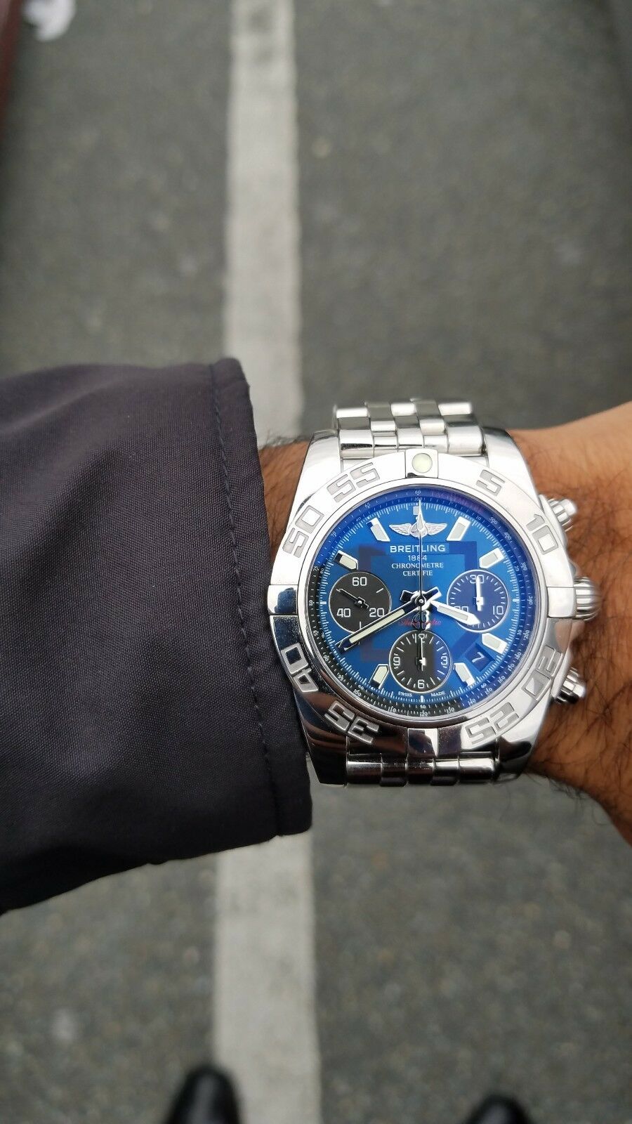 Breitling chronomat black eye blue hotsell