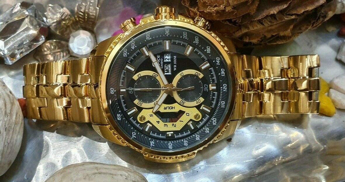 edifice golden watch price