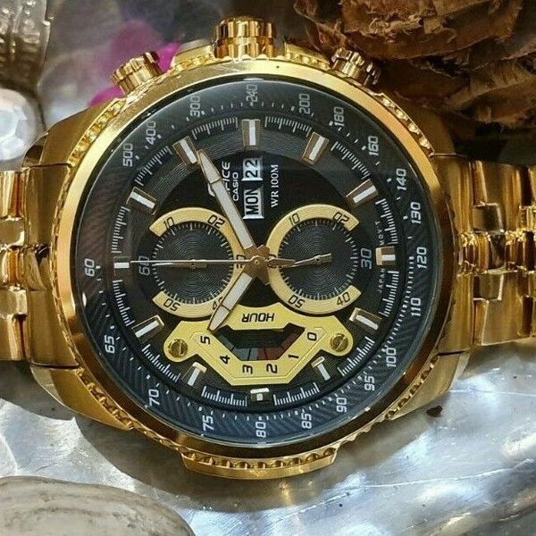 USED VINTAGE Men s CASIO EDIFICE EF 558 Golden JAPAN Chronograph Quartz Watch WatchCharts Marketplace