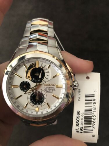 New Seiko Solar Coutura Chronograph Two Tone Stainless Steel  display picture 3