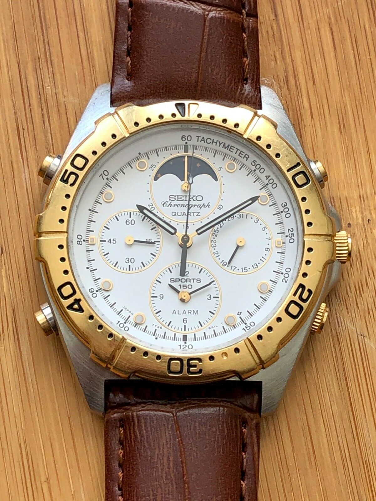 Vintage Seiko Sports 150 Moonphase Chronograph Alarm 7T36-6A40 for  Parts/Repair | WatchCharts