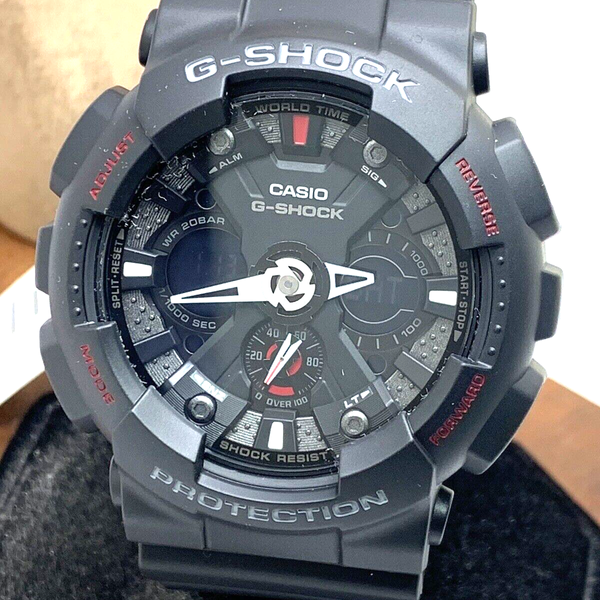 Casio Men's Watch G-Shock GA120-1A Quartz Red Black Resin Digital ...