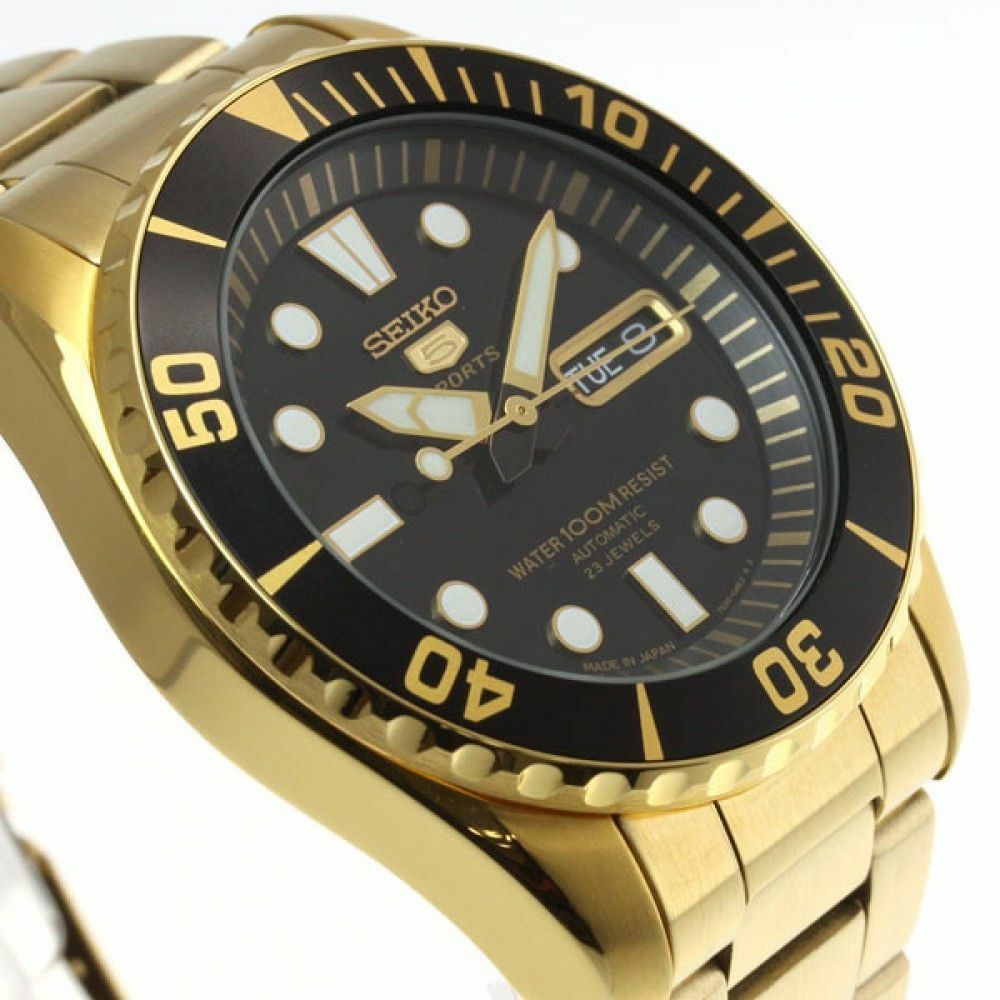 SEIKO 5 Sports Automatic Men s Watch SNZF22JC Gold x Black Dial