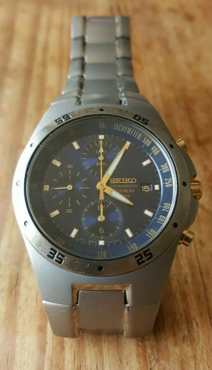 Seiko 7T92 0ED0 Titanium Chronograph Mens Watch WatchCharts