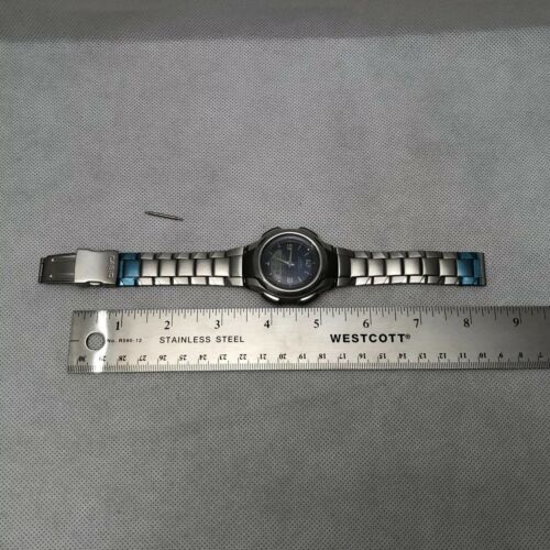 New Casio AW-S90 2790 Digital Analog SS Blue Dial Men's Watch