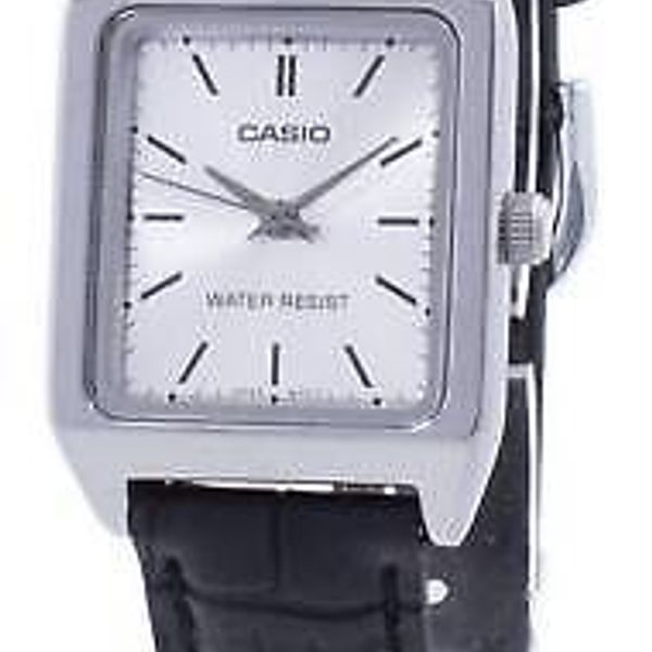 Casio LTP-V007L-7B1 Relógio feminino retangular de couro com mostrador