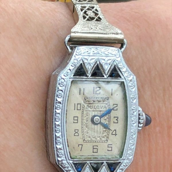 Miss Liberty Sapphire 1929 Bulova Vintage Ladies Watch Art  display picture 1