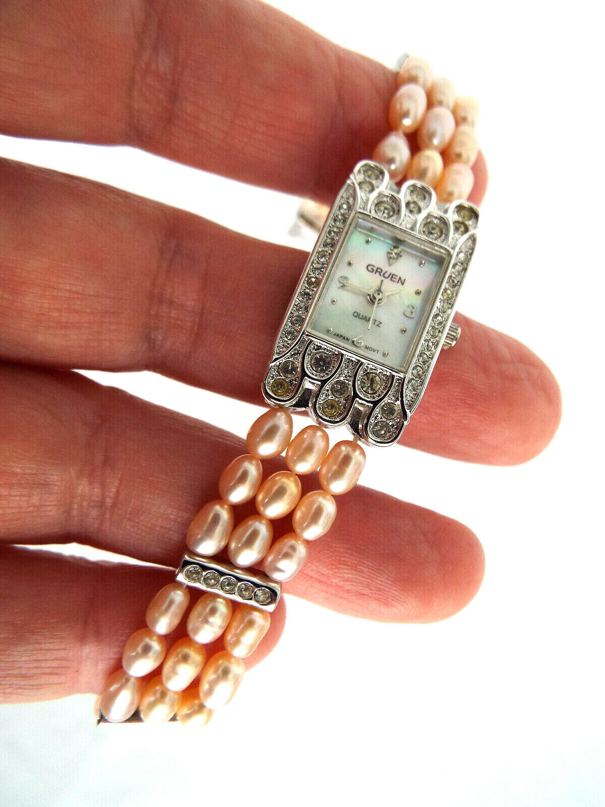 Gruen Real Pearl Watch Gruen Malachite & Faux Pearl Ladies Watch – Rare Wrist main image 4