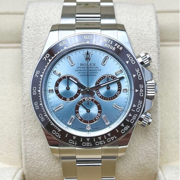 New 2024 Rolex Daytona platinum 126506 Ice blue Baguette Diamond dial ...