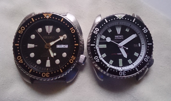 FS Modified Seiko 7002 Black Dial Sword Hands Lollipop Second