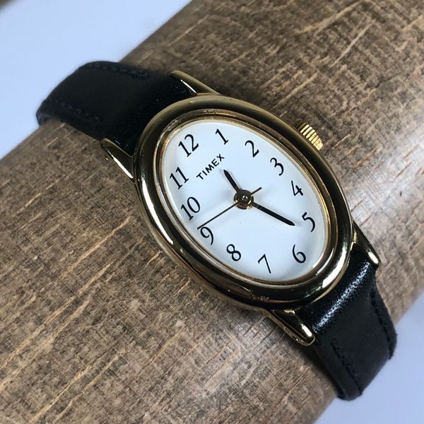 Timex Originals Cavatina 18mm Leather Strap Watch Gold/Black