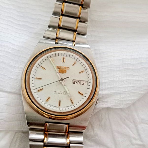 Seiko 5 Automatique Dorée Vintage - 21 Rubis - Jour/Date 7s26-0440 - Pour Homme