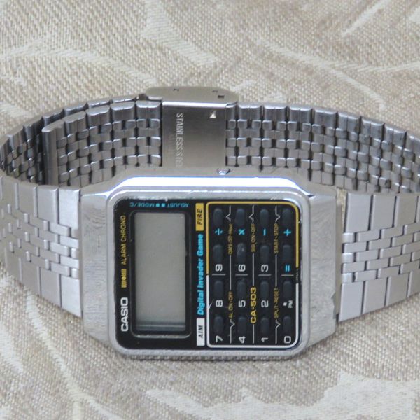 1980'S CASIO CA-503 DIGITAL INVADER LCD GAME CALCULATOR CHRONOGRAPH MEN ...