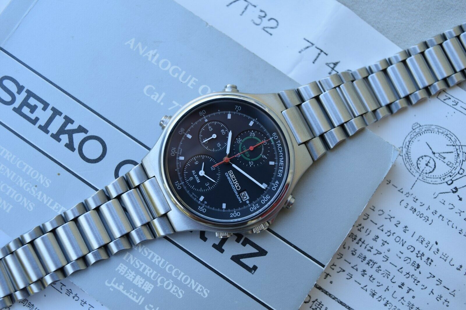 Serviced Vintage Seiko 7T42-6A10 SpeedMaster Chronograph Watch