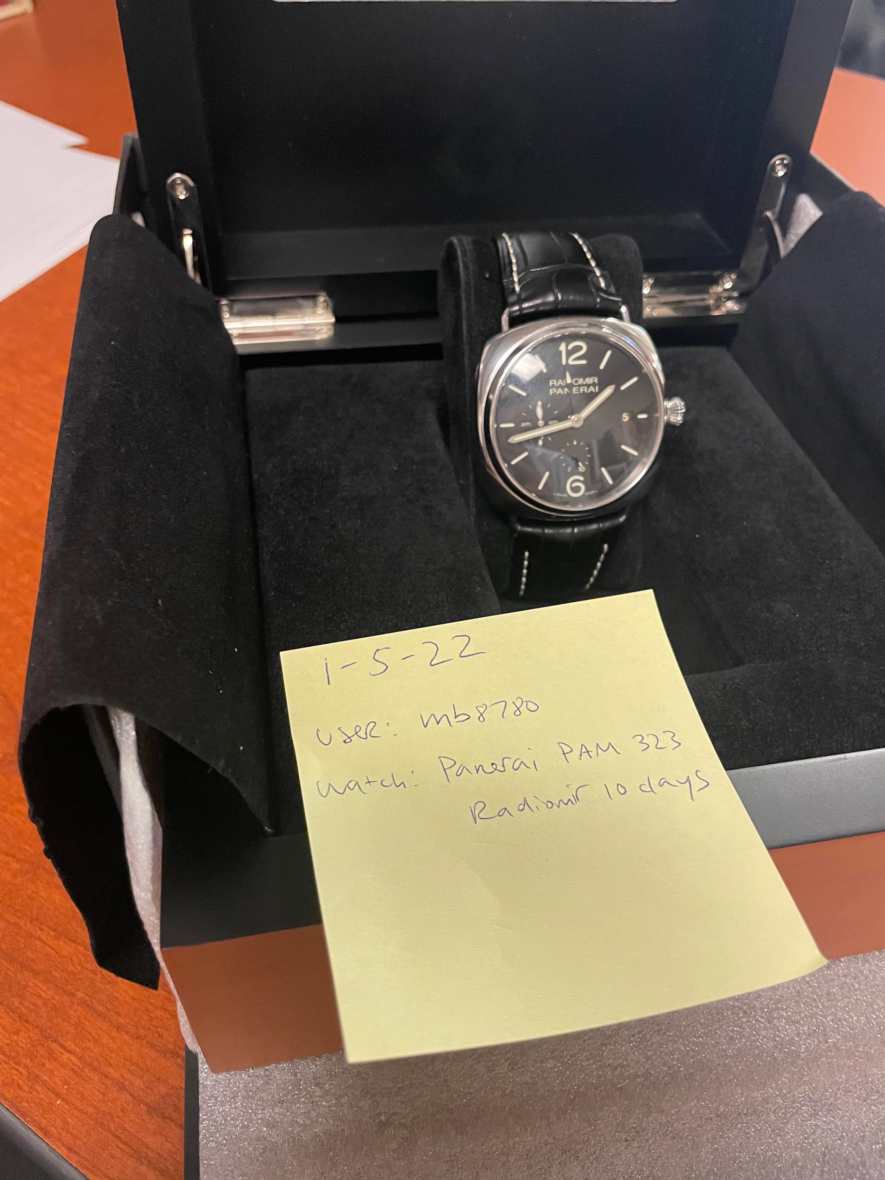 WTS Panerai Radiomir PAM 00323 10 days GMT full kit service