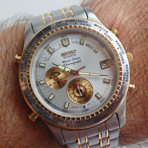 SEIKO ALARM CHRONOGRAPH WITH WORLD TIME Model 6M159010 FROM JANUARY