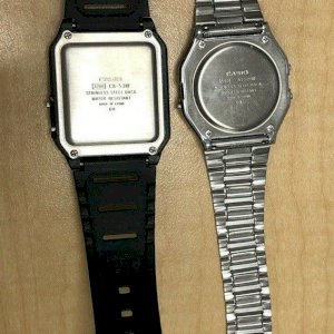 2 Casio Watches Model 593 A158 Alarm Chrono And Model 38 Ca 53w Calculator Watchcharts