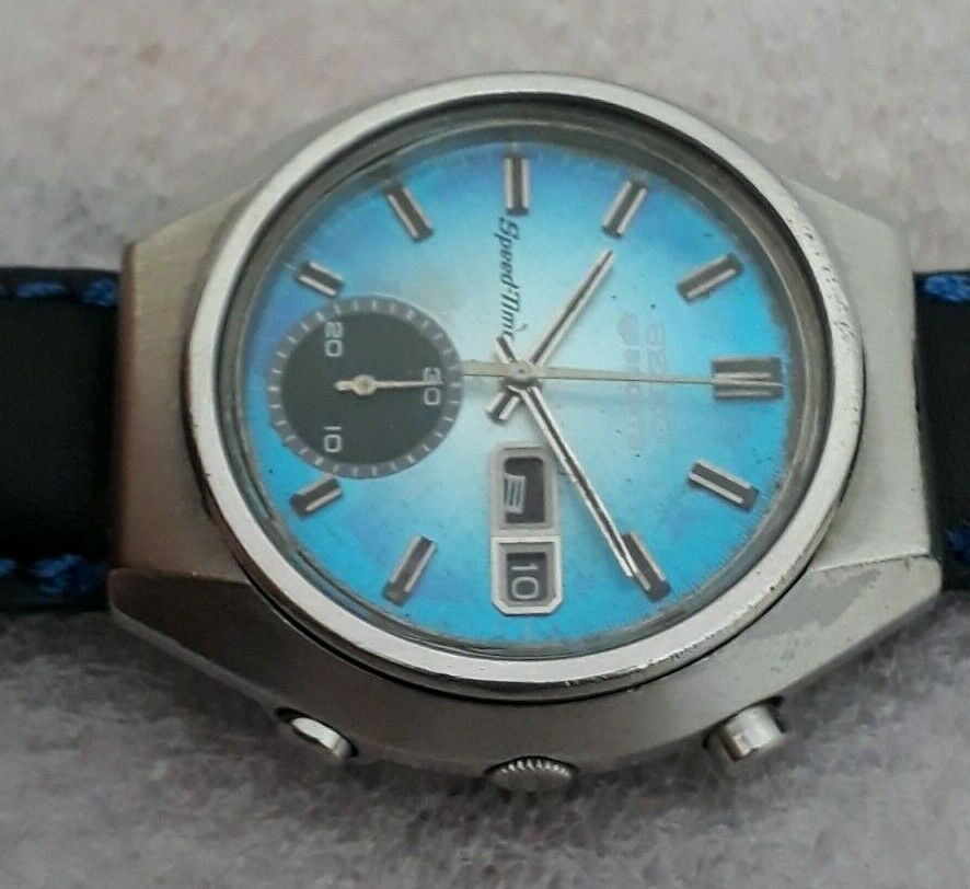 Seiko 5 sports speed timer blue dial model 6139 8040 WORKING