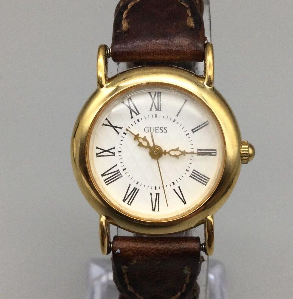 Vintage Guess Watch Women Gold Tone Braided Leather Band New  display picture 1