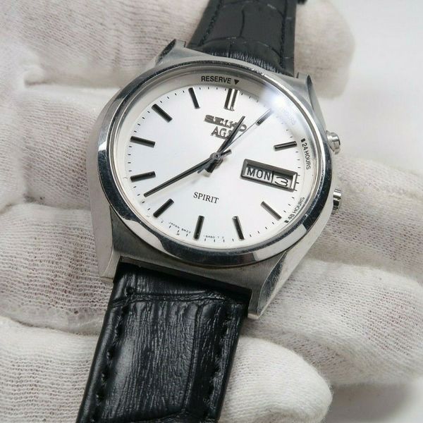 SEIKO SPIRIT AGS 5M23-6A40 NEW CAPACITOR BATTERY STAINLESS Mens
