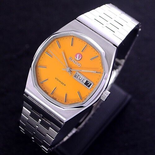 VINTAGE RADO VOYAGER AUTOMATIC YELLOW DIAL DAY&DATE DRESS