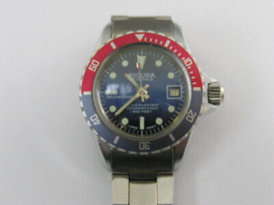 Vintage Sicura Diver Watch 600 Ft Pepsi Bezel Ladies by Breitling