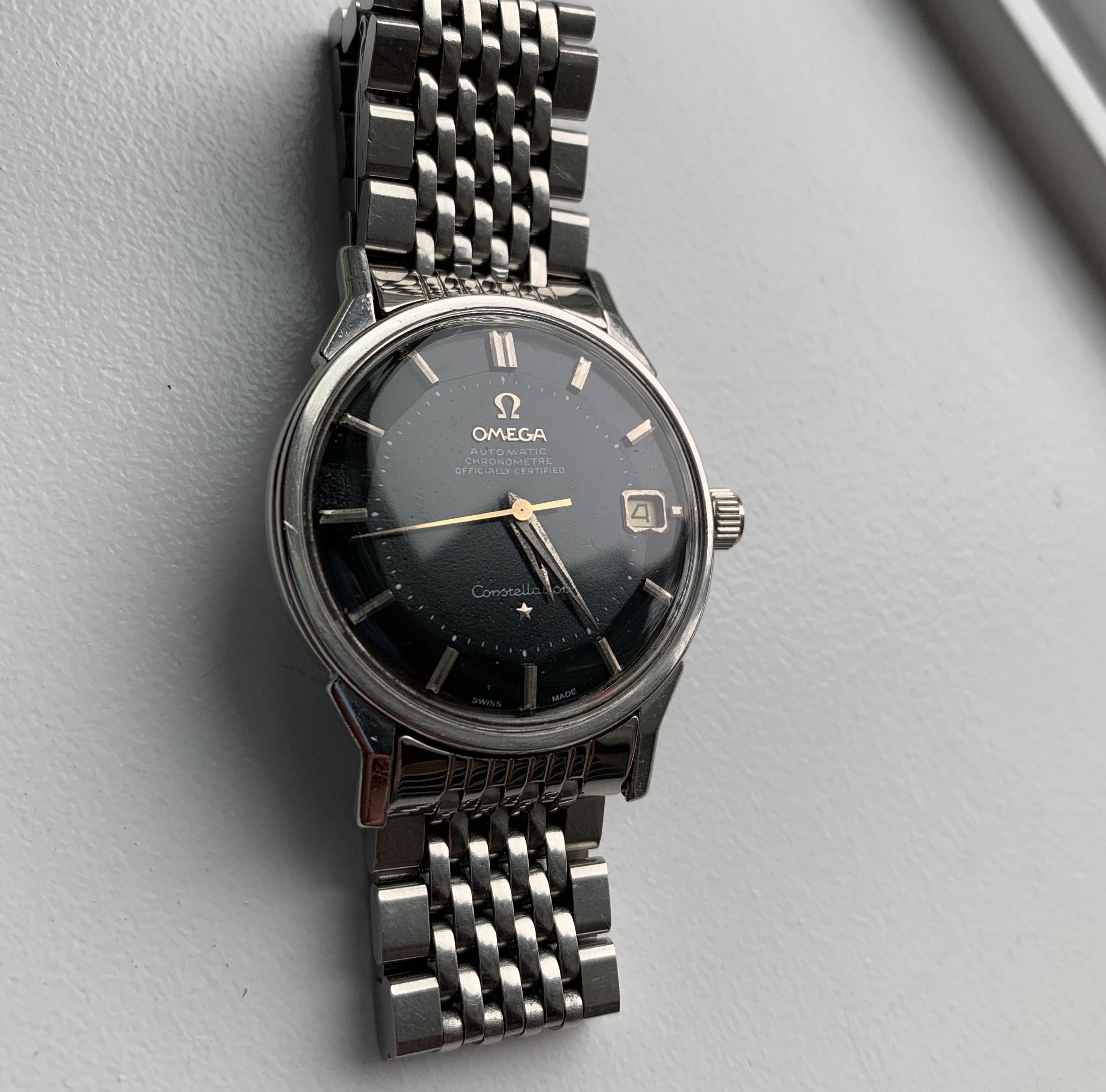 omega pie pan black dial