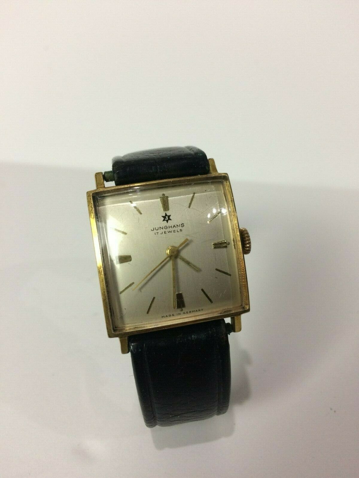 Vintage JUNGHANS 17 Jewels Square Watch Mechanical Working